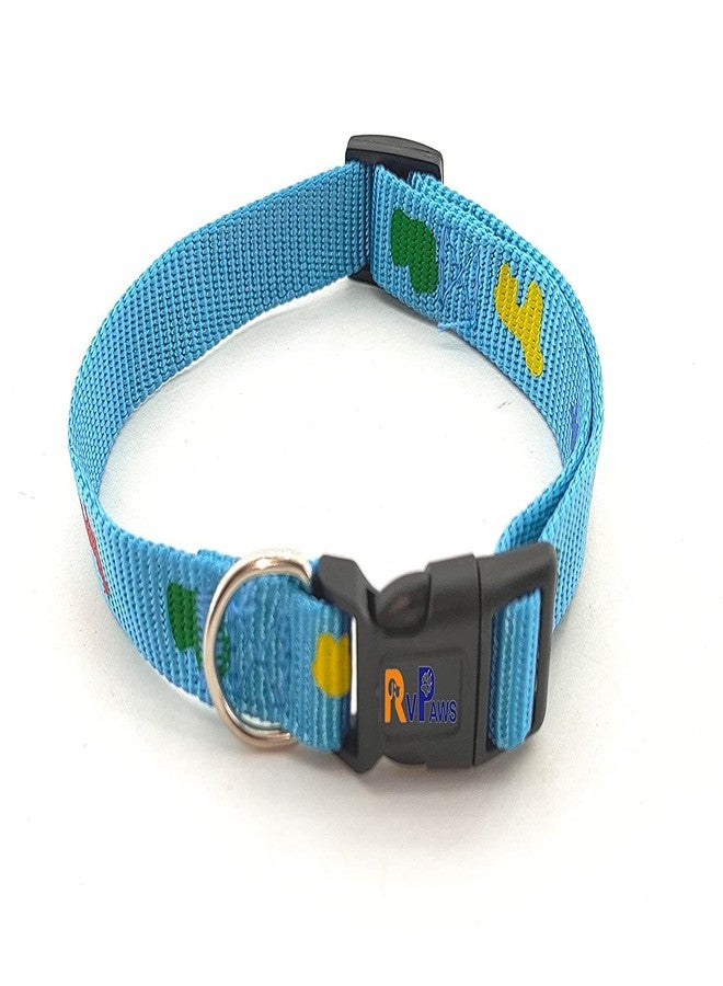 Pups&Pets Dogs Imported Nylon Printed Collar and Leash Set | Adjustable Breakaway Collar | Suitable for All Puppies Breed 15MM (Sky Blue) - Image 2